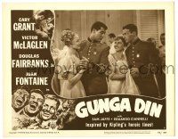 3z673 GUNGA DIN LC #7 R49 close up of Cary Grant, Douglas Fairbanks Jr. & Joan Fontaine at dance!