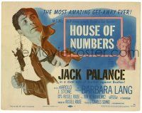 3z308 HOUSE OF NUMBERS TC '57 Jack Palance & Barbara Lang in the most fascinating get-away ever!