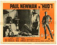 3z693 HUD LC #8 '63 by Paul Newman, who's laying in bed drinking as Melvyn Douglas watches!