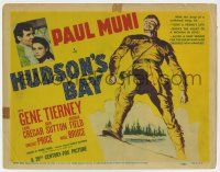 3z312 HUDSON'S BAY TC '40 cool artwork of rugged pioneer Paul Muni + Gene Tierney photo!