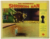 3z006 INCREDIBLE SHRINKING MAN LC #5 '57 great fx image of tiny man fleeing from giant cat!