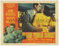 3z730 LAS VEGAS STORY LC #7 '52 Victor Mature holding struggling sexy Jane Russell in robe!
