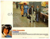 3z734 LE MANS LC #4 '71 race car driver Steve McQueen walking with pretty Elga Andersen in rain!