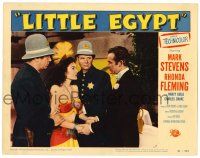 3z738 LITTLE EGYPT LC '51 Mark Stevens watches police grab sexy belly dancer Rhonda Fleming!