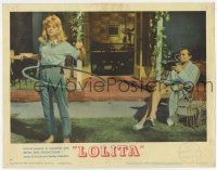 3z741 LOLITA LC #7 '62 Stanley Kubrick, James Mason watches sexy Sue Lyon playing with hula hoop!