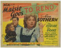 3z347 MAISIE GOES TO RENO TC '44 great image of Ann Sothern hitchhiking by sign & hugging Hodiak!