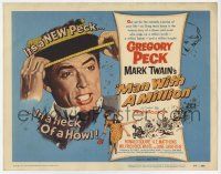 3z349 MAN WITH A MILLION TC '54 Gregory Peck picks up a million babes & laughs, by Mark Twain!