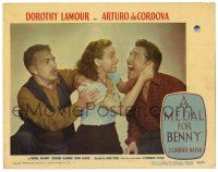3z774 MEDAL FOR BENNY LC #1 '45 sexy Dorothy Lamour grabbing Arturo de Cordova by his ears!