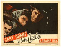 3z790 MR. LUCKY LC #5 R50 super c/u of gambler Cary Grant & pretty Laraine Day snuggling in car!