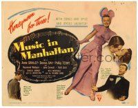 3z358 MUSIC IN MANHATTAN TC '44 Anne Shirley, Dennis Day, Phillip Terry, songs, spice & laughter!