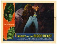 3z124 NIGHT OF THE BLOOD BEAST LC #4 '58 great c/u of monster choking Michael Emmet from behind!
