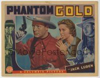 3z834 PHANTOM GOLD LC '38 c/u of cowboy hero Jack Luden protecting pretty Beth Marion w/ his guns!