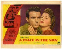 3z839 PLACE IN THE SUN LC #1 '51 romantic close up of Montgomery Clift & Shelley Winters!