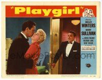 3z841 PLAYGIRL LC #2 '54 Barry Sullivan kissing Shelley Winters, Kent Taylor!