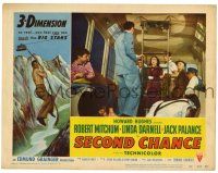 3z879 SECOND CHANCE LC #2 '53 3-D, c/u of Robert Mitchum & Linda Darnell in cable car!