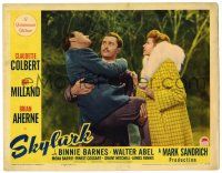 3z891 SKYLARK LC '41 Claudette Colbert looks at Brian Aherne carrying unconscious Ray Milland!