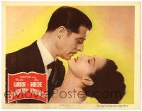 3z893 SLIGHTLY FRENCH LC #3 '48 best romantic close up of pretty Dorothy Lamour & Don Ameche!