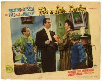 3z915 TAKE A LETTER DARLING LC '42 Fred MacMurray in tuxedo with Rosalind Russell in fur coat!