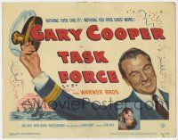 3z447 TASK FORCE TC '49 great artwork of Gary Cooper in uniform with his hand in the air!