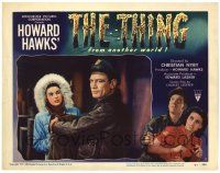 3z021 THING LC #7 '51 Howard Hawks classic, Kenneth Tobey hands blanket to Margaret Sheridan!