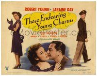 3z450 THOSE ENDEARING YOUNG CHARMS TC '45 Robert Young winks at beautiful Laraine Day & kisses her!