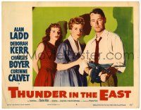 3z939 THUNDER IN THE EAST LC #5 '53 Alan Ladd with tommy gun, Deborah Kerr & Corinne Calvet!