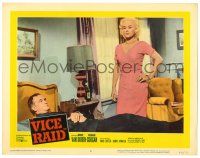 3z968 VICE RAID LC #2 '60 c/u of sexy Mamie Van Doren standing by Richard Coogan laying on bed!