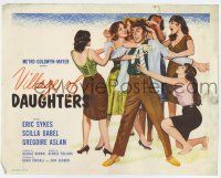 3z476 VILLAGE OF DAUGHTERS TC '62 art of Eric Sykes surrounded by sexy ladies, English comedy