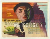 3z491 WHO ARE YOU MR SORGE TC '61 artwork of huge silhouette looming over unconscious man!