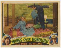3z985 WINGS OVER HONOLULU LC '37 Ray Milland w/pillow in mouth pretends to fly over Wendy Barrie!