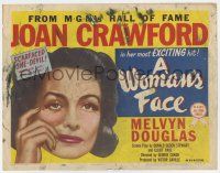 3z501 WOMAN'S FACE TC R54 artwork of Joan Crawford as scarfaced she-devil, Best Picture of 1941!