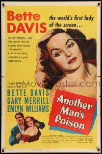 4a038 ANOTHER MAN'S POISON 1sh '52 art of sexy Bette Davis, world's first lady of the screen!