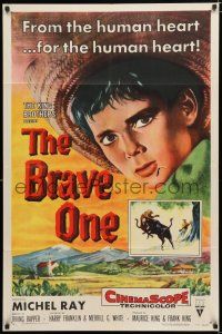 4a113 BRAVE ONE 1sh '56 Irving Rapper directed western, written by Dalton Trumbo!