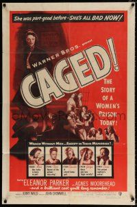 4a129 CAGED 1sh '50 Eleanor Parker is one of the women without men, except in their memories!