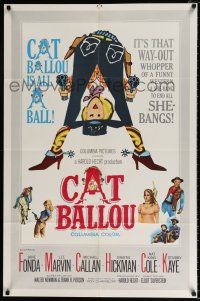 4a151 CAT BALLOU 1sh '65 classic sexy cowgirl Jane Fonda, Lee Marvin, great artwork!