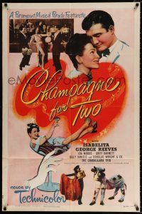 4a156 CHAMPAGNE FOR TWO 1sh R52 wonderful musical heart art and romantic images of baron & Reeves!