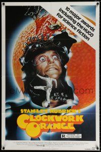 4a178 CLOCKWORK ORANGE 1sh R82 Stanley Kubrick classic, Philip Castle art of Malcolm McDowell!
