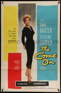 4a186 COME ON 1sh '56 Sterling Hayden, very sexy bad girl Anne Baxter!