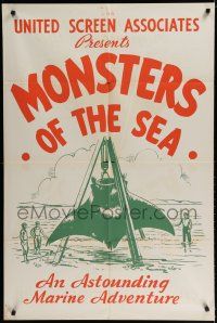 4a246 DEVIL MONSTER 1sh R30s Monsters of the Sea, cool artwork of giant manta ray!