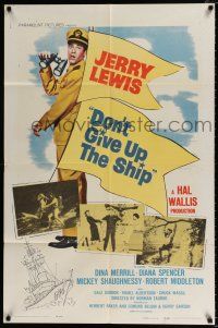 4a261 DON'T GIVE UP THE SHIP 1sh '59 full-length image of Jerry Lewis in Navy uniform!