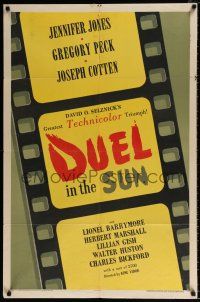 4a276 DUEL IN THE SUN style A 1sh '47 Jennifer Jones, Gregory Peck & Cotten in King Vidor epic!