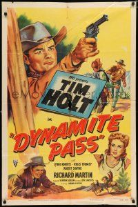 4a277 DYNAMITE PASS style A 1sh '50 Tim Holt, Richard Martin & Lynne Roberts in western action!