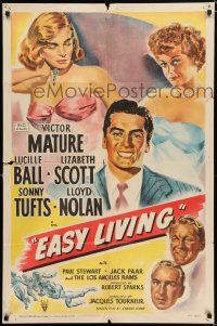 4a280 EASY LIVING style A 1sh '49 Lucille Ball, Victor Mature, Lizabeth Scott