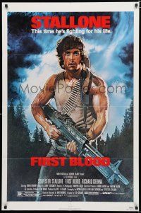 4a305 FIRST BLOOD 1sh '82 artwork of Sylvester Stallone as John Rambo by Drew Struzan!