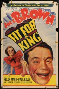 4a307 FIT FOR A KING 1sh R40s artwork of smiling big mouth Joe E. Brown wearing crown!