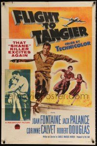 4a314 FLIGHT TO TANGIER 1sh '53 Joan Fontaine & Jack Palance in new perfected Dynoptic 3-D!