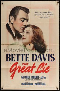 4a373 GREAT LIE 1sh '41 Bette Davis, George Brent, there are some things a woman has to lie about!