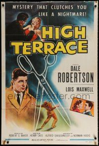 4a398 HIGH TERRACE 1sh '56 Dale Robertson, mystery that clutches you like a nightmare!