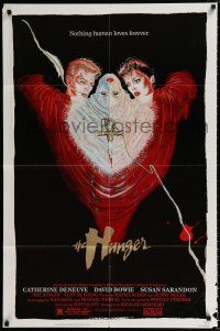 4a413 HUNGER 1sh '83 art of vampire Catherine Deneuve, rocker David Bowie & Susan Sarandon!