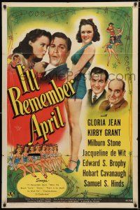 4a428 I'LL REMEMBER APRIL 1sh '44 Kirby Grant, pretty Gloria Jean & her legs, World War II!
